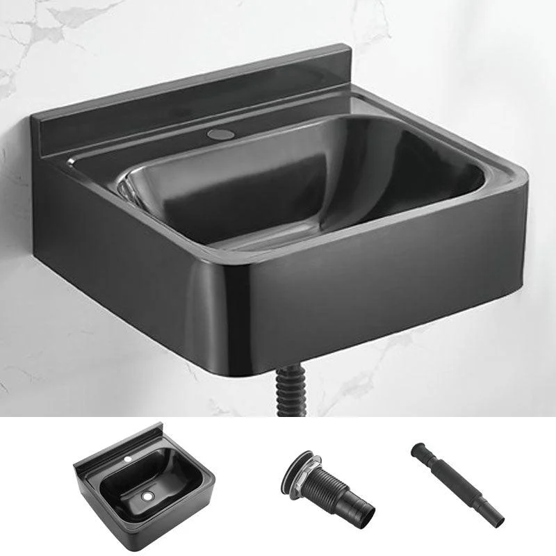 Contemporary Bathroom Sink with Pop-Up Drain Metal Rectangular Wall Mount Bathroom Sink -Bathlova