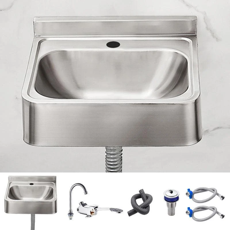 Contemporary Bathroom Sink with Pop-Up Drain Metal Rectangular Wall Mount Bathroom Sink -Bathlova