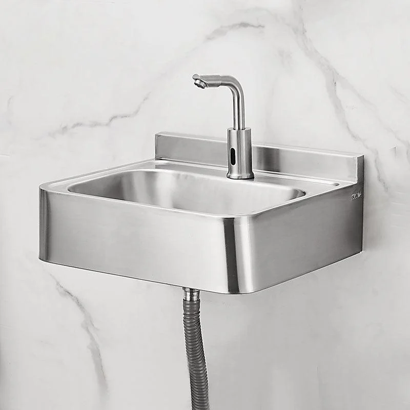 Contemporary Bathroom Sink with Pop-Up Drain Metal Rectangular Wall Mount Bathroom Sink -Bathlova