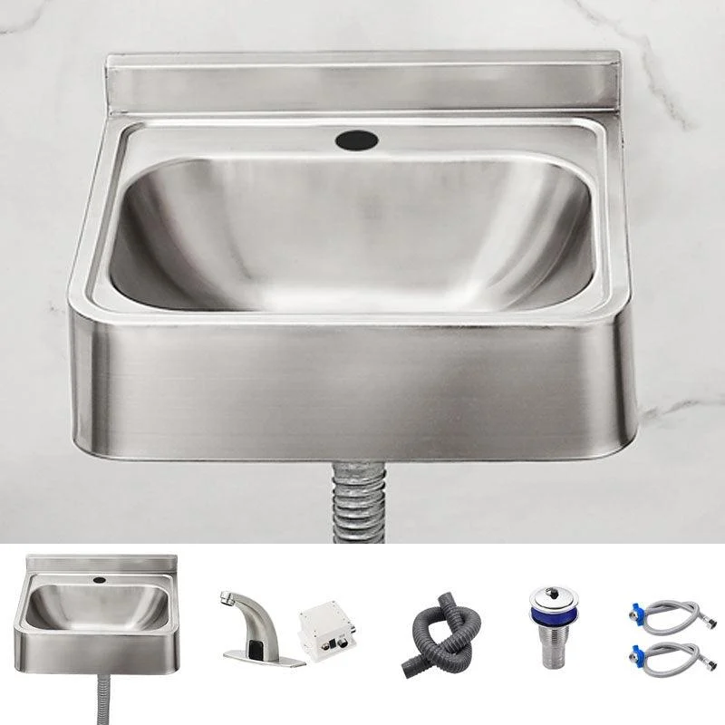 Contemporary Bathroom Sink with Pop-Up Drain Metal Rectangular Wall Mount Bathroom Sink -Bathlova