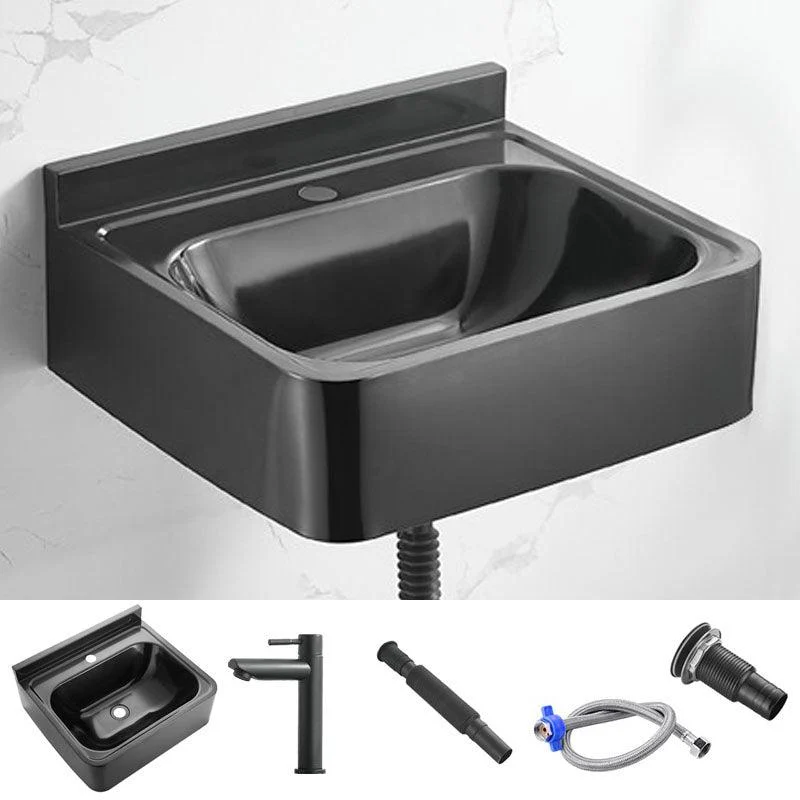 Contemporary Bathroom Sink with Pop-Up Drain Metal Rectangular Wall Mount Bathroom Sink -Bathlova