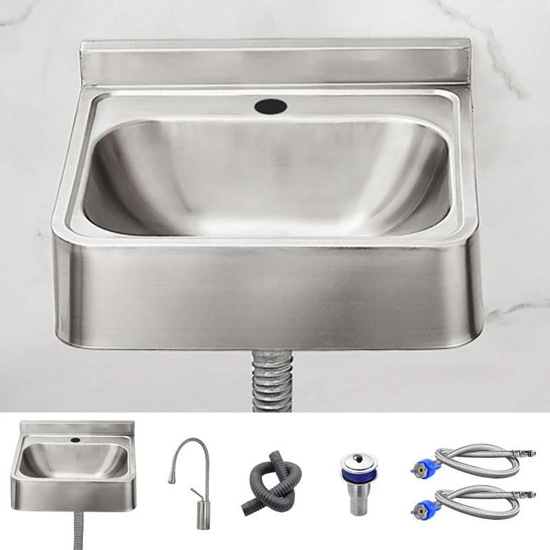 Contemporary Bathroom Sink with Pop-Up Drain Metal Rectangular Wall Mount Bathroom Sink -Bathlova