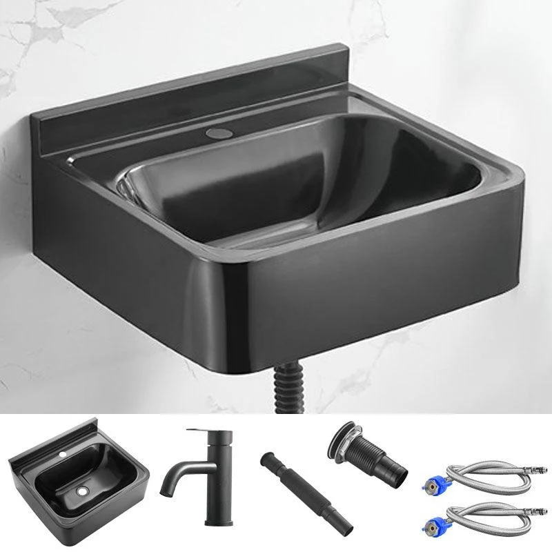 Contemporary Bathroom Sink with Pop-Up Drain Metal Rectangular Wall Mount Bathroom Sink -Bathlova