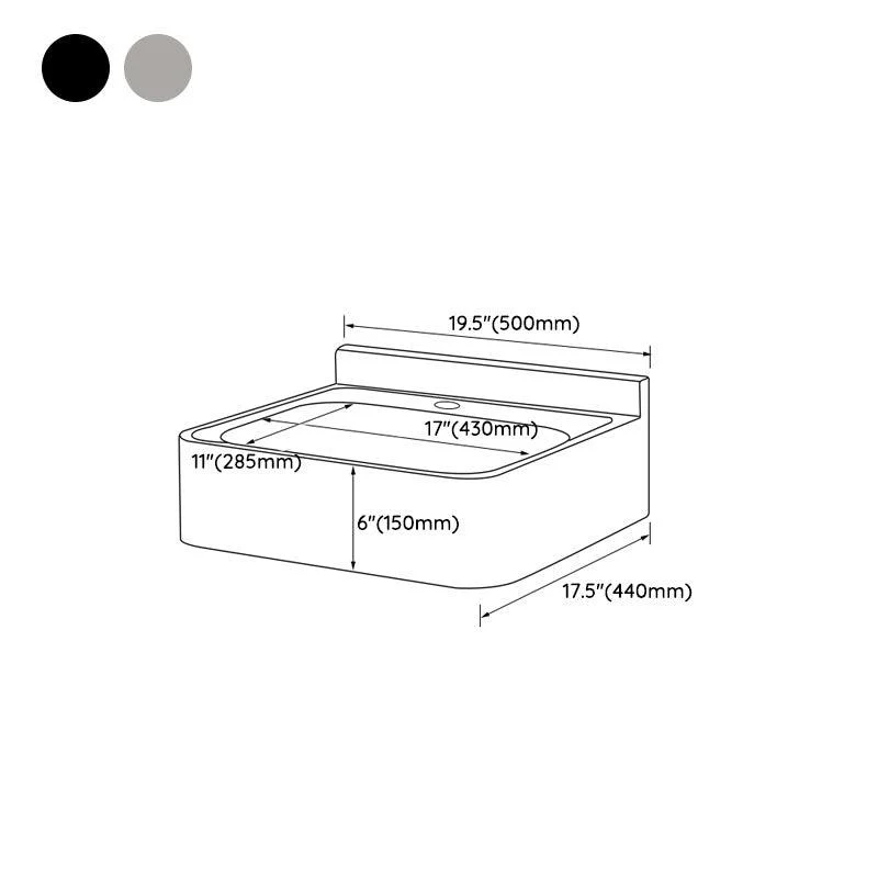 Contemporary Bathroom Sink with Pop-Up Drain Metal Rectangular Wall Mount Bathroom Sink -Bathlova