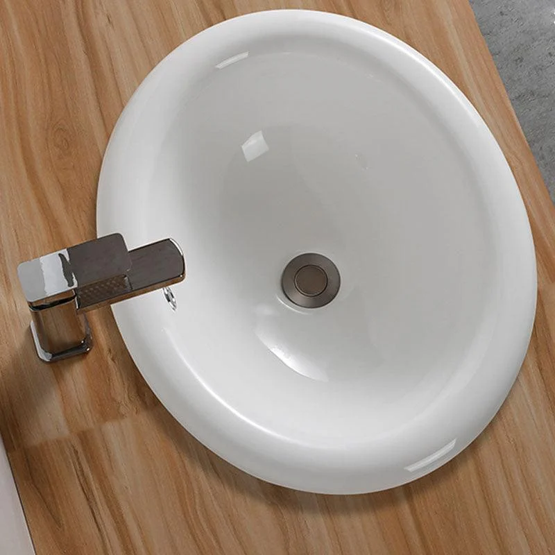 Contemporary Bathroom Sink with Pop-Up Drain Porcelain Oval-Shape Undermount Bathroom Sink -Bathlova