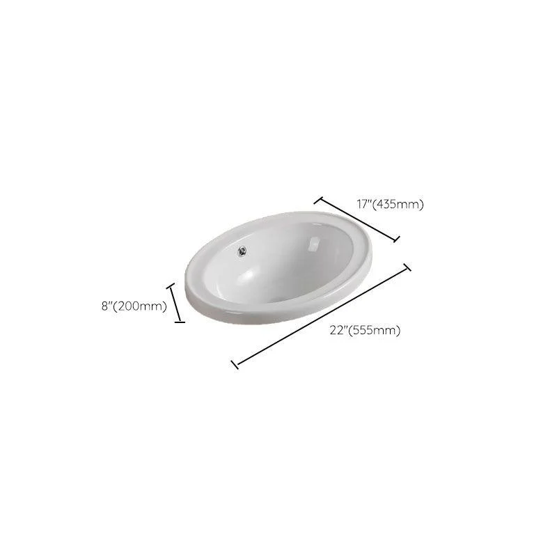 Contemporary Bathroom Sink with Pop-Up Drain Porcelain Oval-Shape Undermount Bathroom Sink -Bathlova