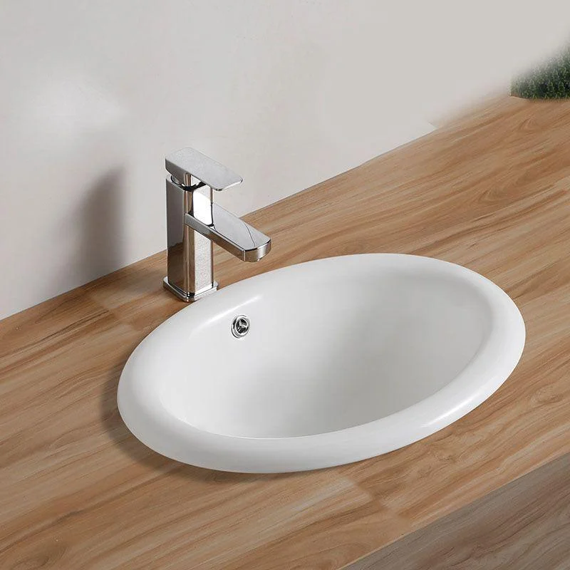 Contemporary Bathroom Sink with Pop-Up Drain Porcelain Oval-Shape Undermount Bathroom Sink -Bathlova