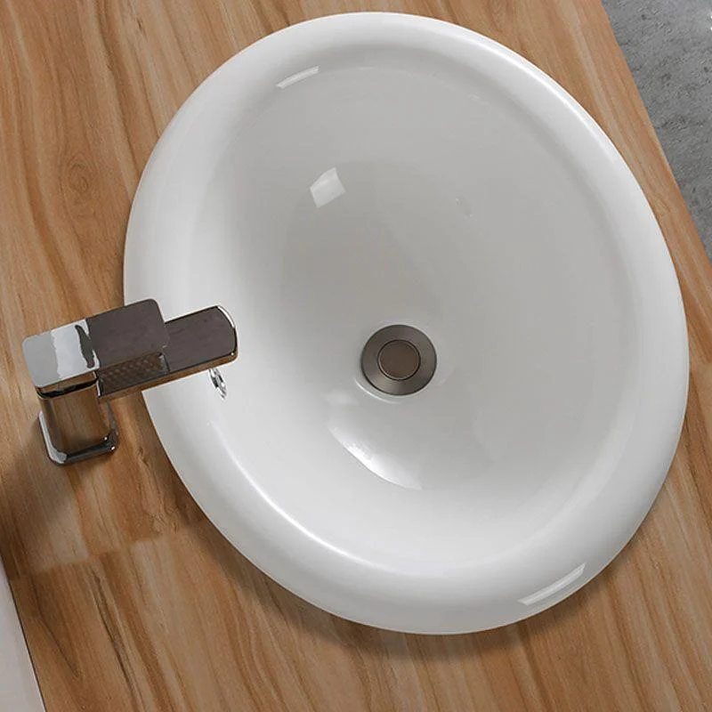 Contemporary Bathroom Sink with Pop-Up Drain Porcelain Oval-Shape Undermount Bathroom Sink -Bathlova