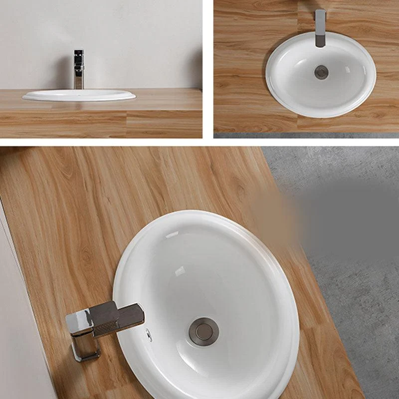 Contemporary Bathroom Sink with Pop-Up Drain Porcelain Oval-Shape Undermount Bathroom Sink -Bathlova