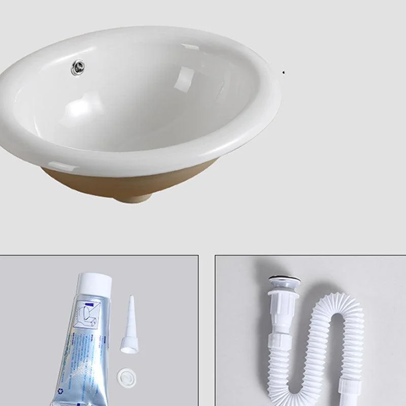 Contemporary Bathroom Sink with Pop-Up Drain Porcelain Oval-Shape Undermount Bathroom Sink -Bathlova