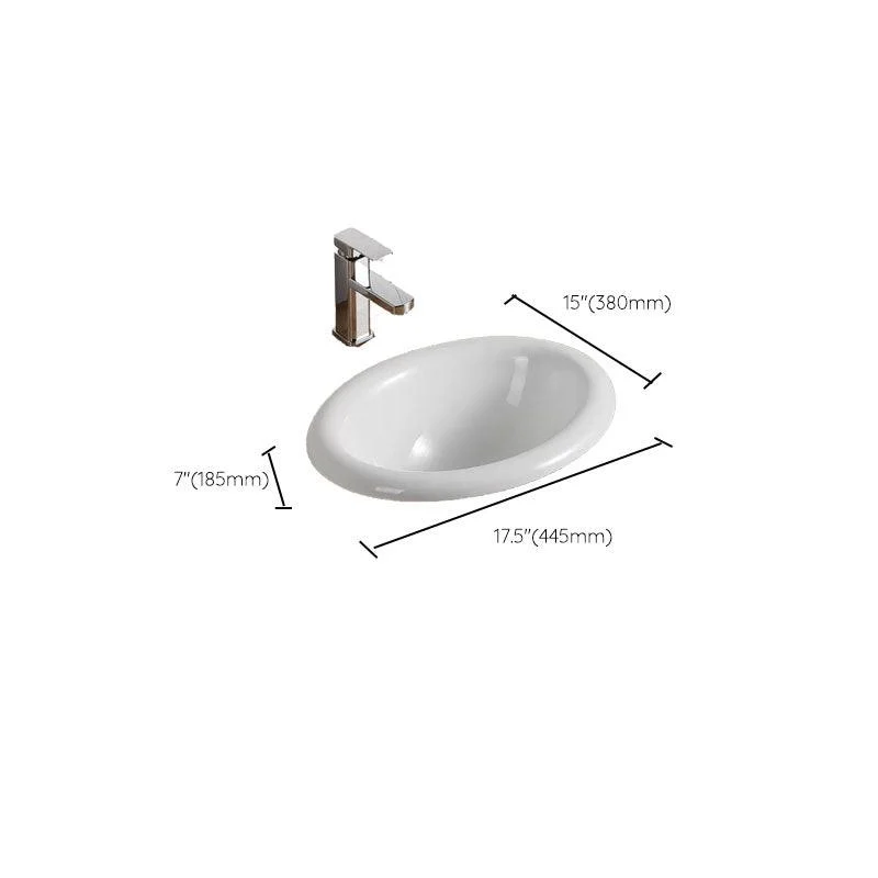 Contemporary Bathroom Sink with Pop-Up Drain Porcelain Oval-Shape Undermount Bathroom Sink -Bathlova