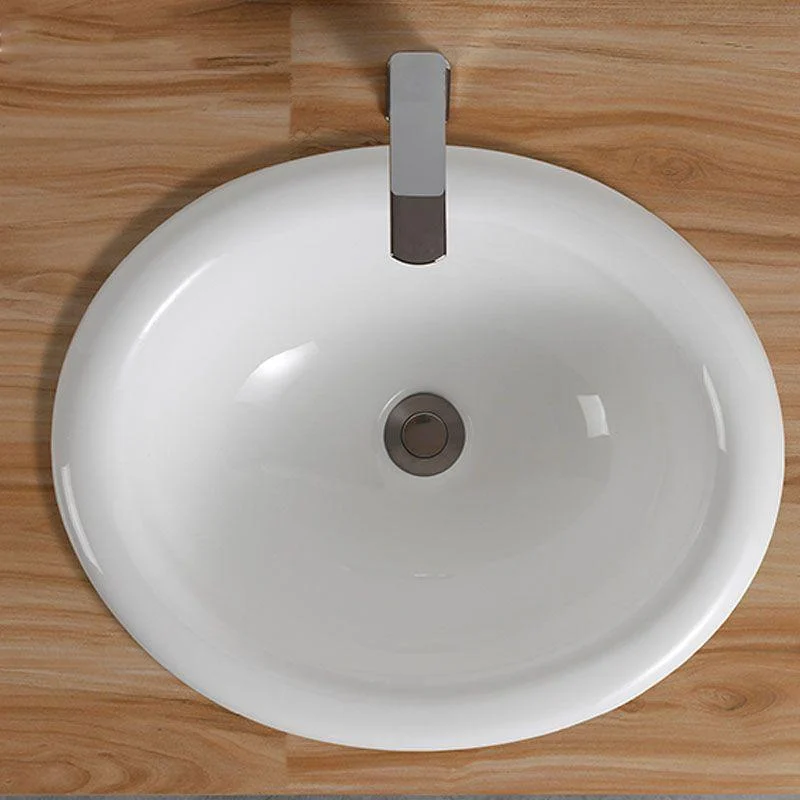 Contemporary Bathroom Sink with Pop-Up Drain Porcelain Oval-Shape Undermount Bathroom Sink -Bathlova