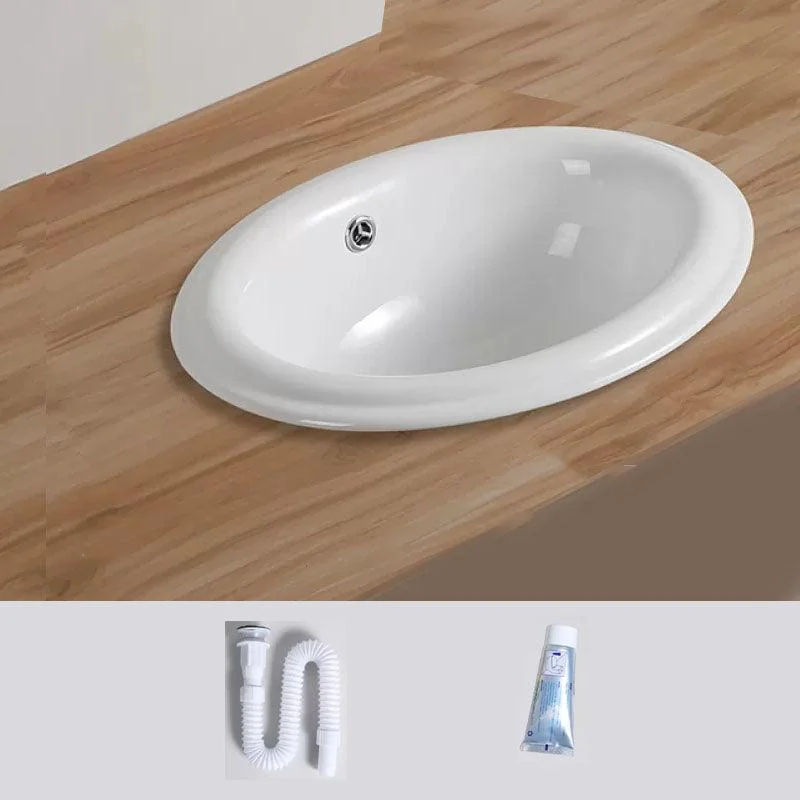 Contemporary Bathroom Sink with Pop-Up Drain Porcelain Oval-Shape Undermount Bathroom Sink -Bathlova