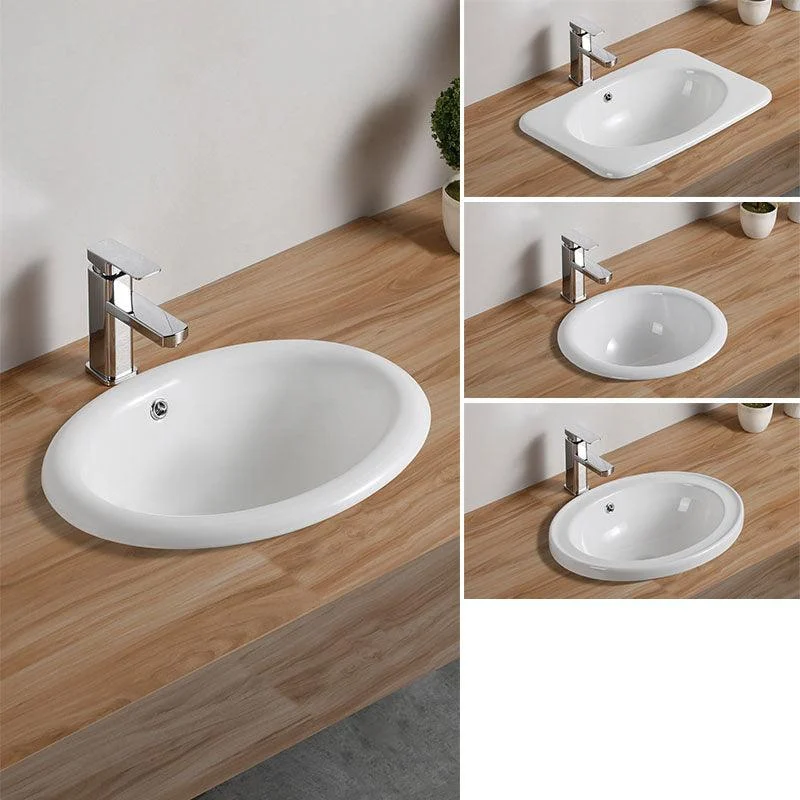 Contemporary Bathroom Sink with Pop-Up Drain Porcelain Oval-Shape Undermount Bathroom Sink -Bathlova