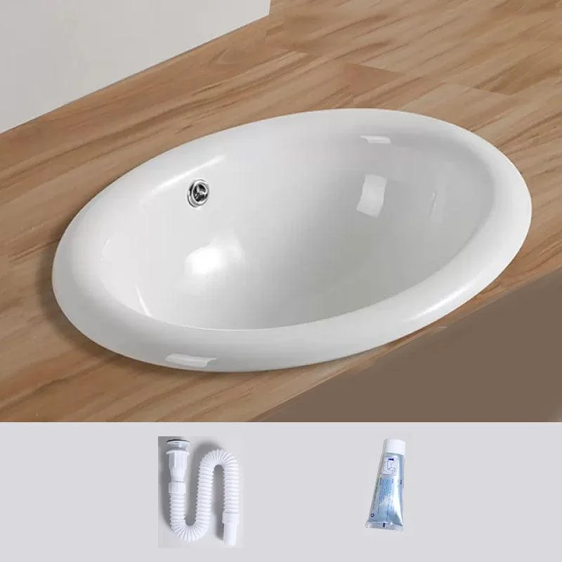 Contemporary Bathroom Sink with Pop-Up Drain Porcelain Oval-Shape Undermount Bathroom Sink -Bathlova