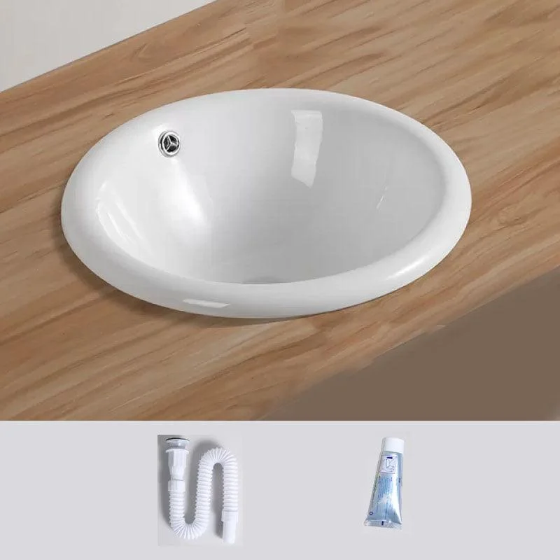 Contemporary Bathroom Sink with Pop-Up Drain Porcelain Oval-Shape Undermount Bathroom Sink -Bathlova