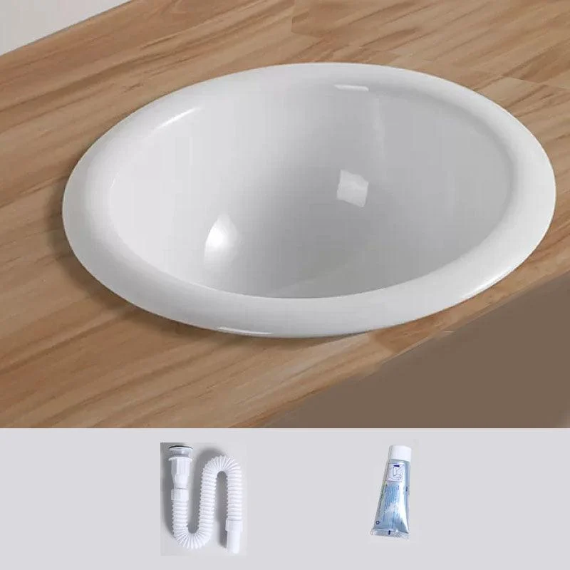 Contemporary Bathroom Sink with Pop-Up Drain Porcelain Oval-Shape Undermount Bathroom Sink -Bathlova