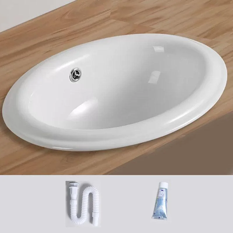 Contemporary Bathroom Sink with Pop-Up Drain Porcelain Oval-Shape Undermount Bathroom Sink -Bathlova