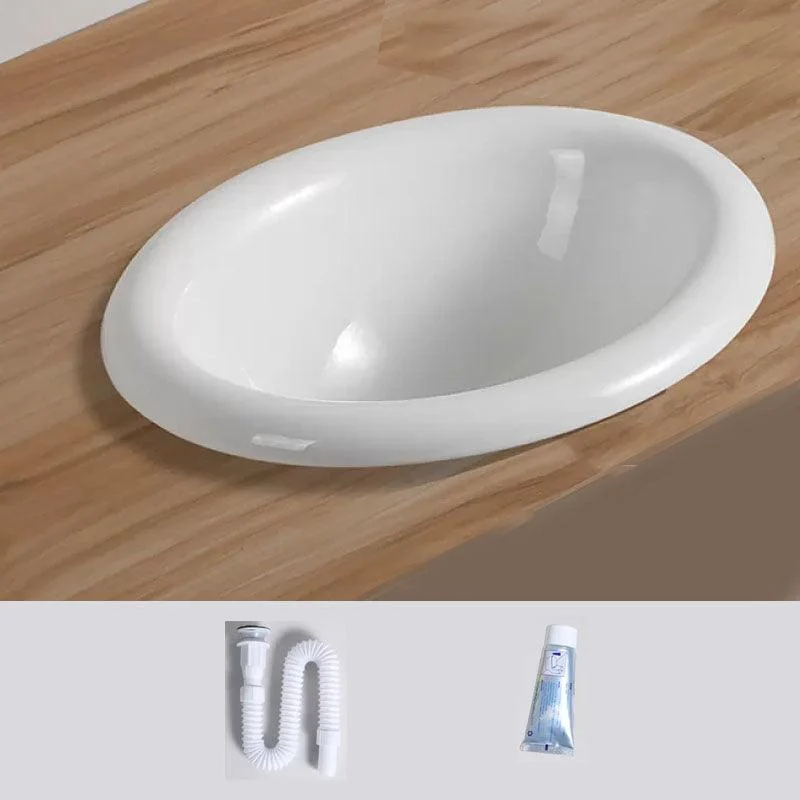 Contemporary Bathroom Sink with Pop-Up Drain Porcelain Oval-Shape Undermount Bathroom Sink -Bathlova