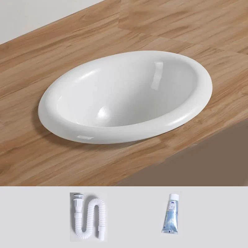 Contemporary Bathroom Sink with Pop-Up Drain Porcelain Oval-Shape Undermount Bathroom Sink -Bathlova