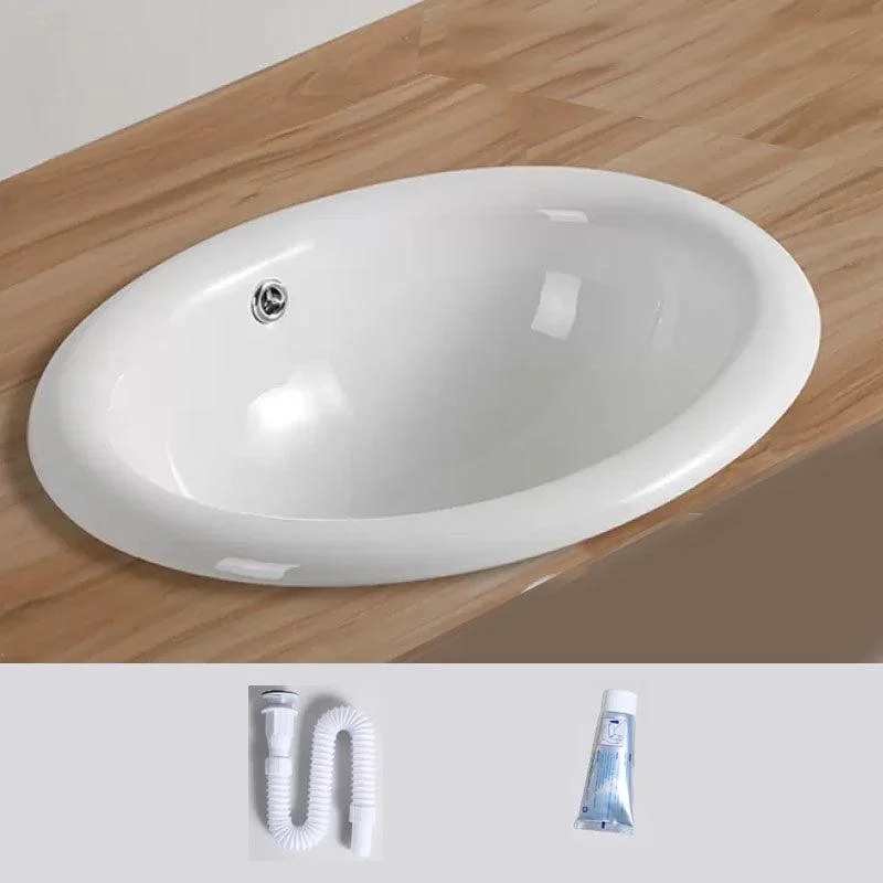 Contemporary Bathroom Sink with Pop-Up Drain Porcelain Oval-Shape Undermount Bathroom Sink -Bathlova