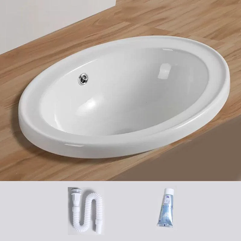 Contemporary Bathroom Sink with Pop-Up Drain Porcelain Oval-Shape Undermount Bathroom Sink -Bathlova