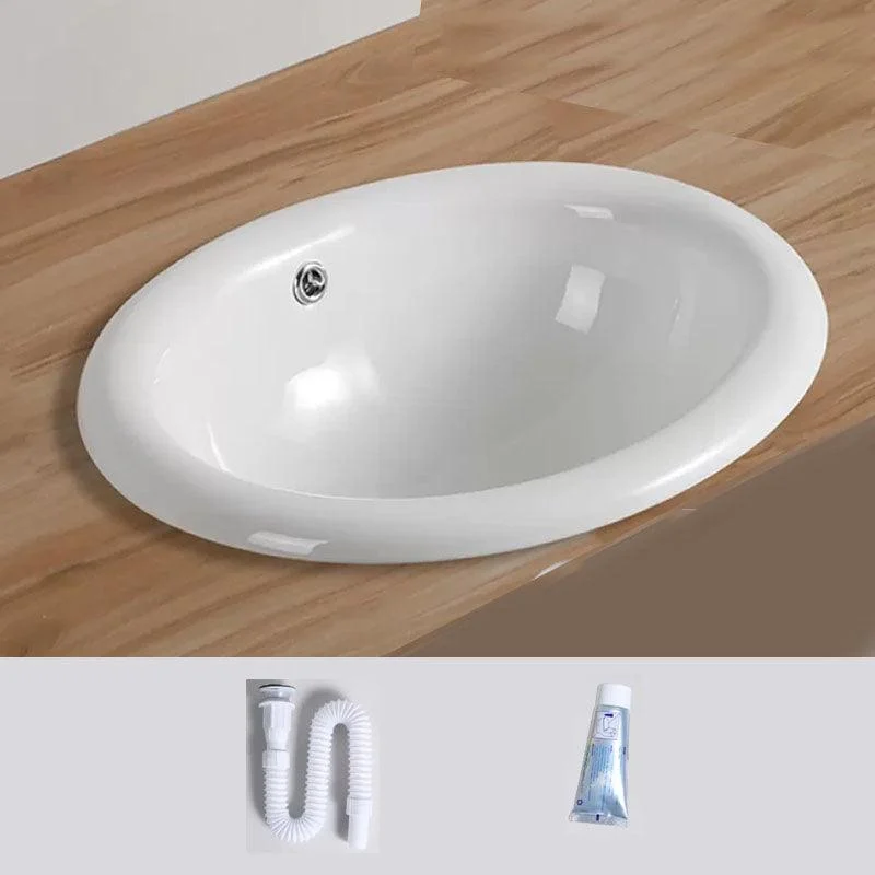 Contemporary Bathroom Sink with Pop-Up Drain Porcelain Oval-Shape Undermount Bathroom Sink -Bathlova