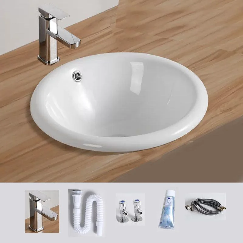 Contemporary Bathroom Sink with Pop-Up Drain Porcelain Oval-Shape Undermount Bathroom Sink -Bathlova