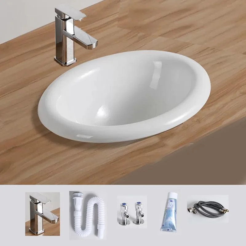 Contemporary Bathroom Sink with Pop-Up Drain Porcelain Oval-Shape Undermount Bathroom Sink -Bathlova