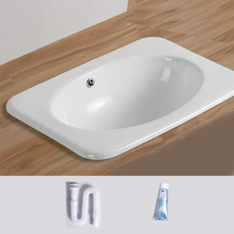 Contemporary Bathroom Sink with Pop-Up Drain Porcelain Oval-Shape Undermount Bathroom Sink -Bathlova