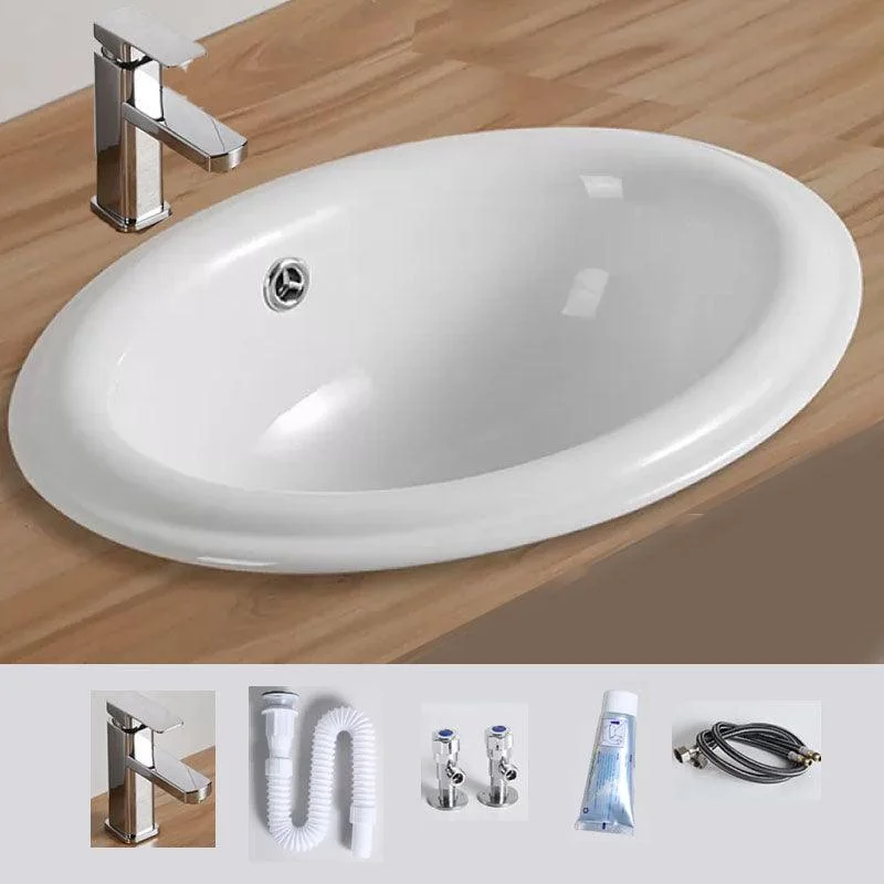 Contemporary Bathroom Sink with Pop-Up Drain Porcelain Oval-Shape Undermount Bathroom Sink -Bathlova