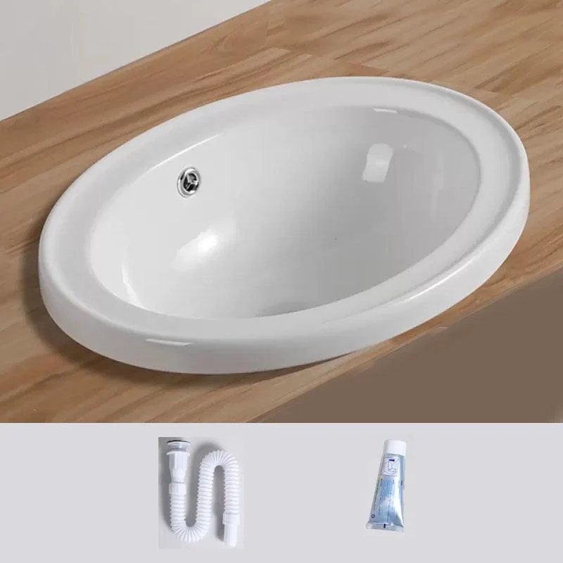 Contemporary Bathroom Sink with Pop-Up Drain Porcelain Oval-Shape Undermount Bathroom Sink -Bathlova