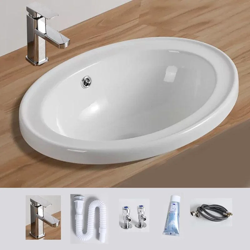 Contemporary Bathroom Sink with Pop-Up Drain Porcelain Oval-Shape Undermount Bathroom Sink -Bathlova