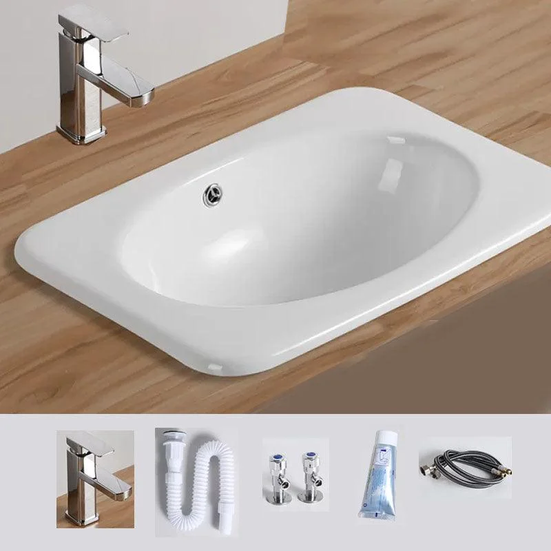 Contemporary Bathroom Sink with Pop-Up Drain Porcelain Oval-Shape Undermount Bathroom Sink -Bathlova