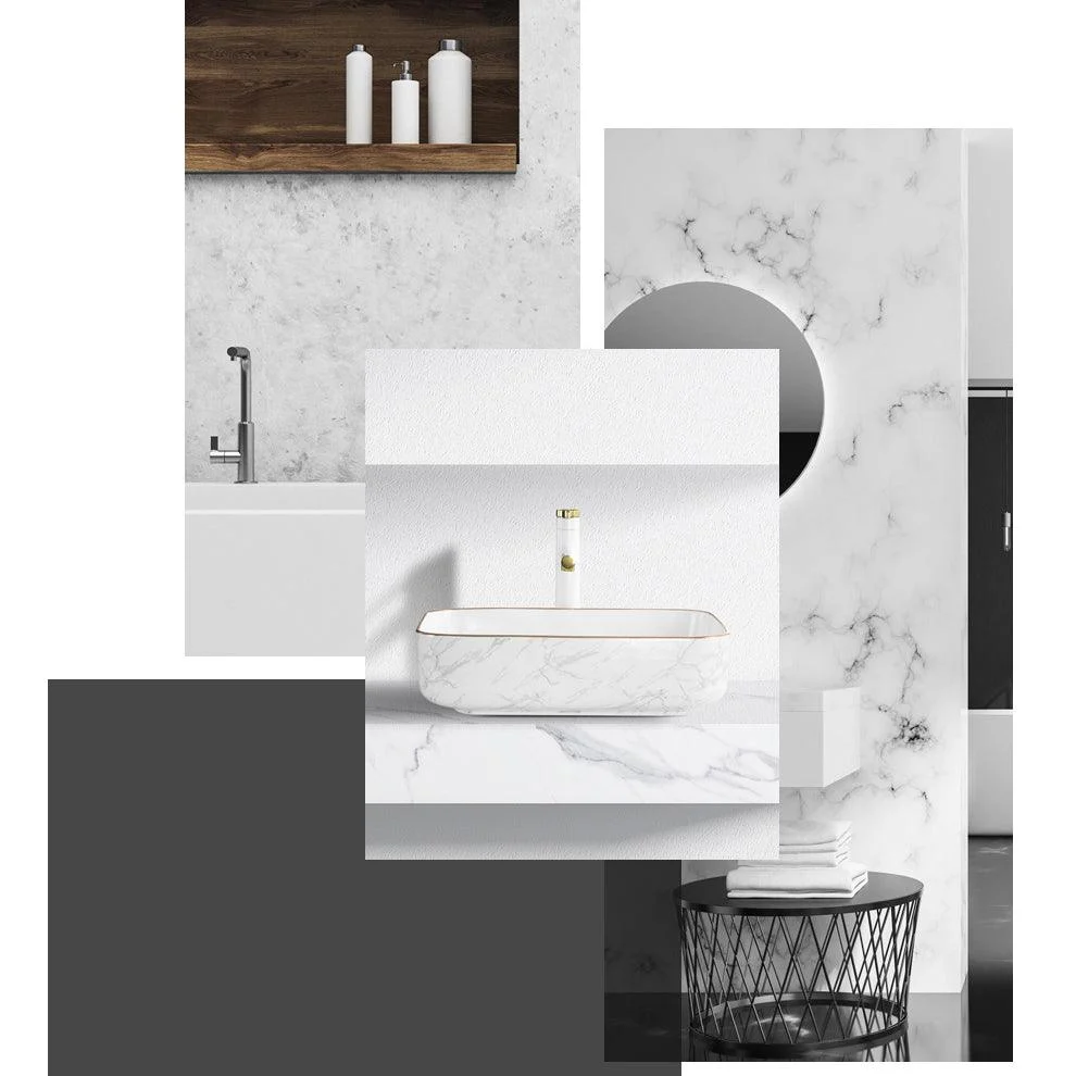 Contemporary Bathroom Sink with Pop-Up Drain Porcelain Oval-Shape Vessel Bathroom Sink -Bathlova