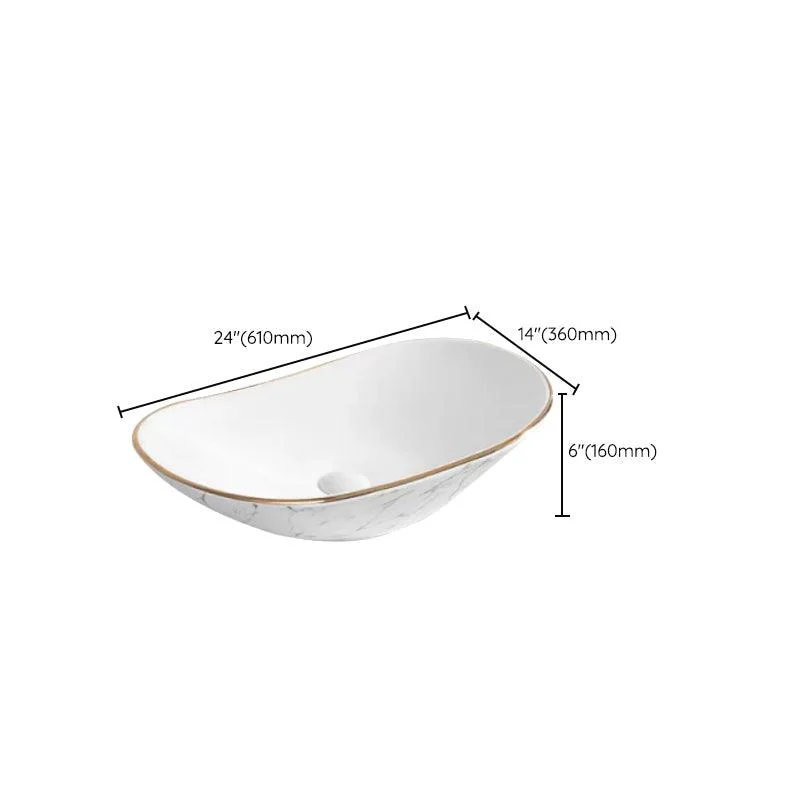 Contemporary Bathroom Sink with Pop-Up Drain Porcelain Oval-Shape Vessel Bathroom Sink -Bathlova