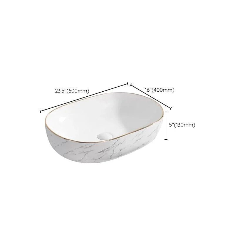 Contemporary Bathroom Sink with Pop-Up Drain Porcelain Oval-Shape Vessel Bathroom Sink -Bathlova