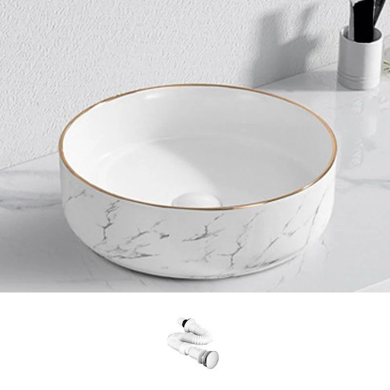 Contemporary Bathroom Sink with Pop-Up Drain Porcelain Oval-Shape Vessel Bathroom Sink -Bathlova