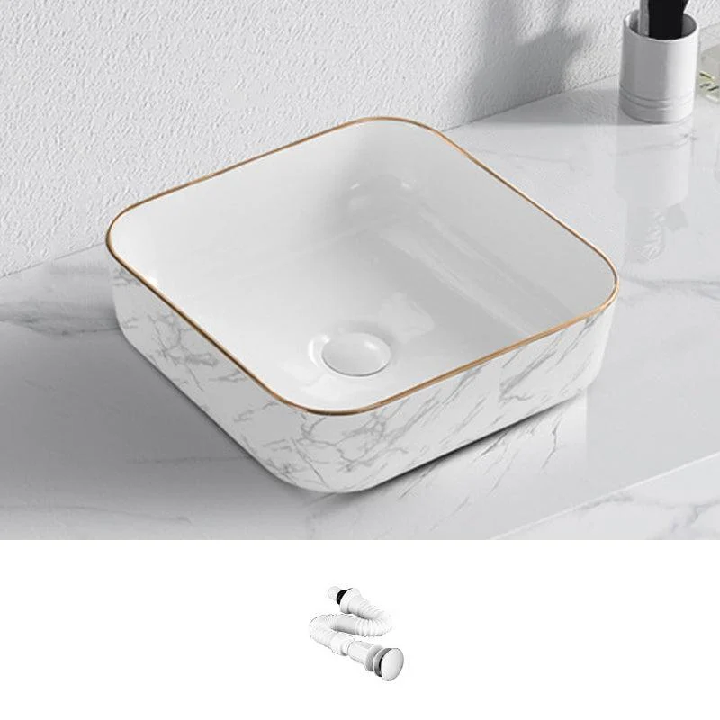 Contemporary Bathroom Sink with Pop-Up Drain Porcelain Oval-Shape Vessel Bathroom Sink -Bathlova