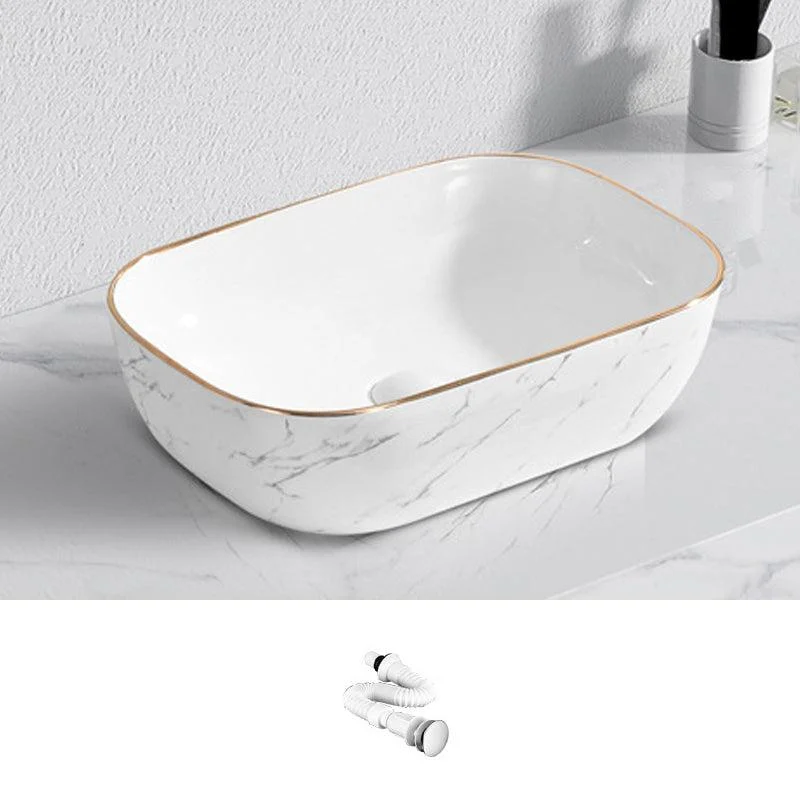 Contemporary Bathroom Sink with Pop-Up Drain Porcelain Oval-Shape Vessel Bathroom Sink -Bathlova