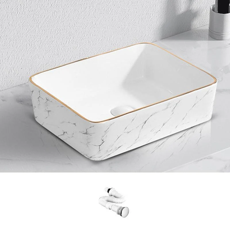 Contemporary Bathroom Sink with Pop-Up Drain Porcelain Oval-Shape Vessel Bathroom Sink -Bathlova