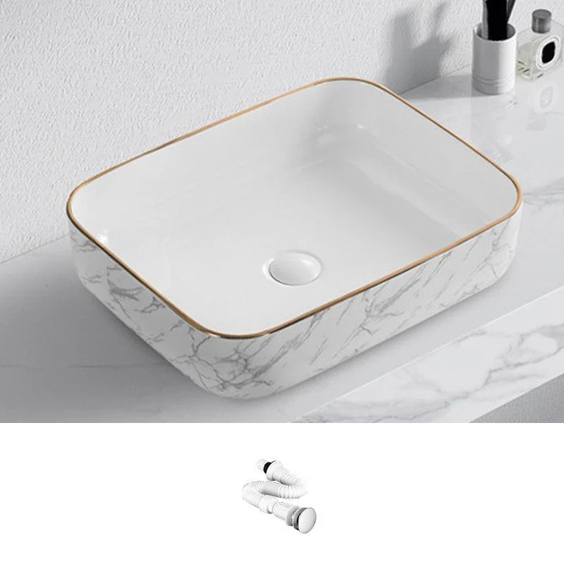 Contemporary Bathroom Sink with Pop-Up Drain Porcelain Oval-Shape Vessel Bathroom Sink -Bathlova