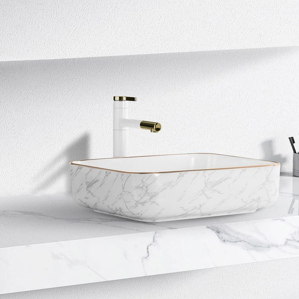 Contemporary Bathroom Sink with Pop-Up Drain Porcelain Oval-Shape Vessel Bathroom Sink -Bathlova