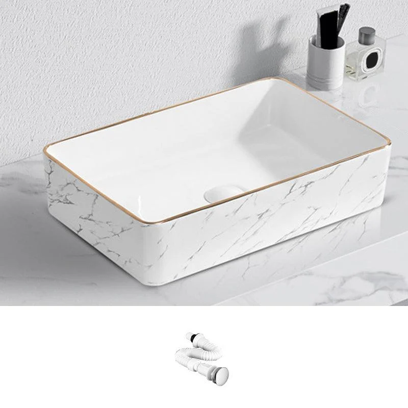 Contemporary Bathroom Sink with Pop-Up Drain Porcelain Oval-Shape Vessel Bathroom Sink -Bathlova