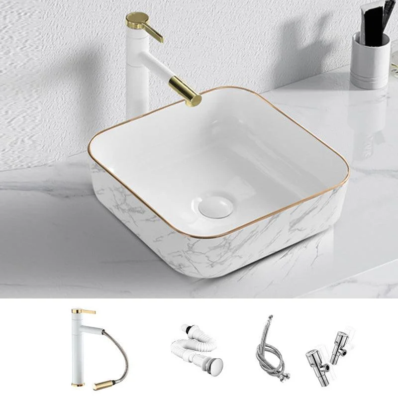 Contemporary Bathroom Sink with Pop-Up Drain Porcelain Oval-Shape Vessel Bathroom Sink -Bathlova