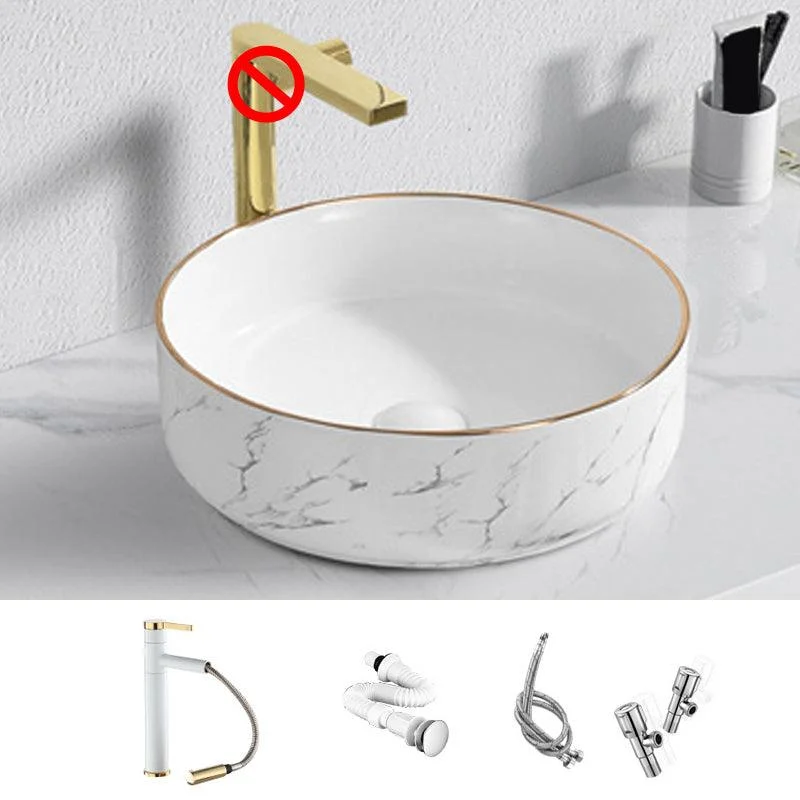 Contemporary Bathroom Sink with Pop-Up Drain Porcelain Oval-Shape Vessel Bathroom Sink -Bathlova