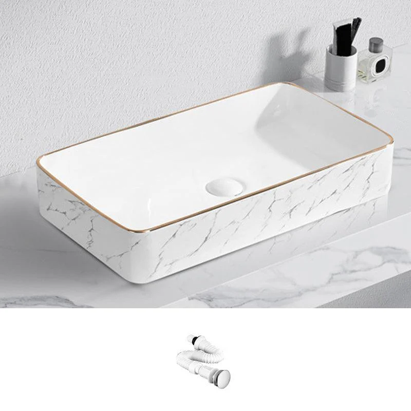 Contemporary Bathroom Sink with Pop-Up Drain Porcelain Oval-Shape Vessel Bathroom Sink -Bathlova