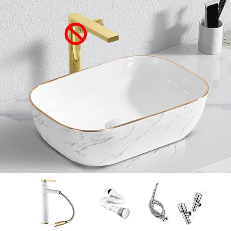 Contemporary Bathroom Sink with Pop-Up Drain Porcelain Oval-Shape Vessel Bathroom Sink -Bathlova