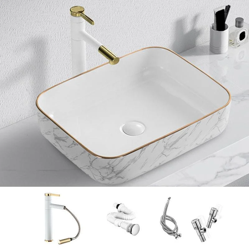 Contemporary Bathroom Sink with Pop-Up Drain Porcelain Oval-Shape Vessel Bathroom Sink -Bathlova