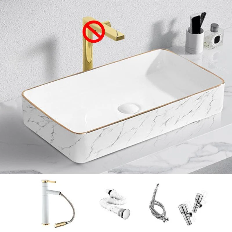 Contemporary Bathroom Sink with Pop-Up Drain Porcelain Oval-Shape Vessel Bathroom Sink -Bathlova